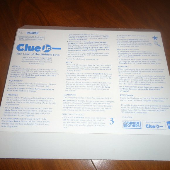 Clue Jr. The Case Of The Hidden Toys - Hasbro Board Game - Picture 8 of 9
